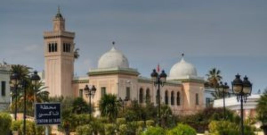 Privatjet mieten Tunis-Karthago: Mosquée élégante entourée de verdure.