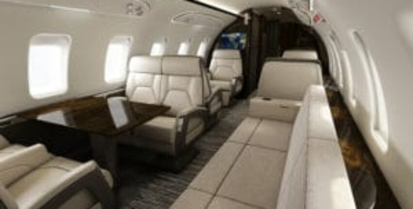 Location de jet privé : intérieur luxueux Challenger 650.