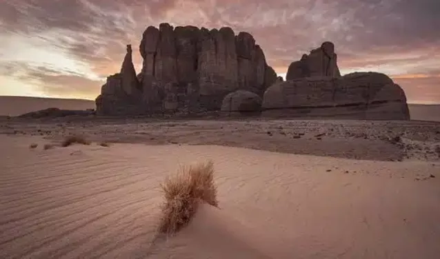 Privatjet mieten nach Algérien, désert au coucher du soleil.