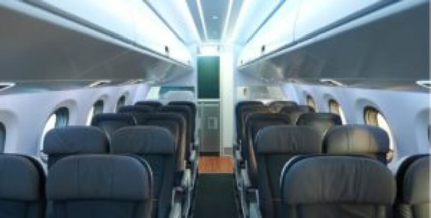 location jet privé EMBRAER 190 intérieur cabine vide.