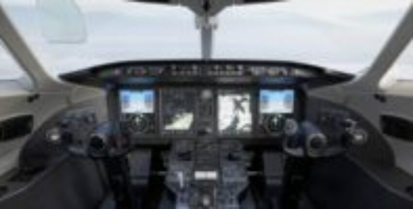 **Alt Text**: location jet privé - Cockpit avion Challenger 350 luxueux